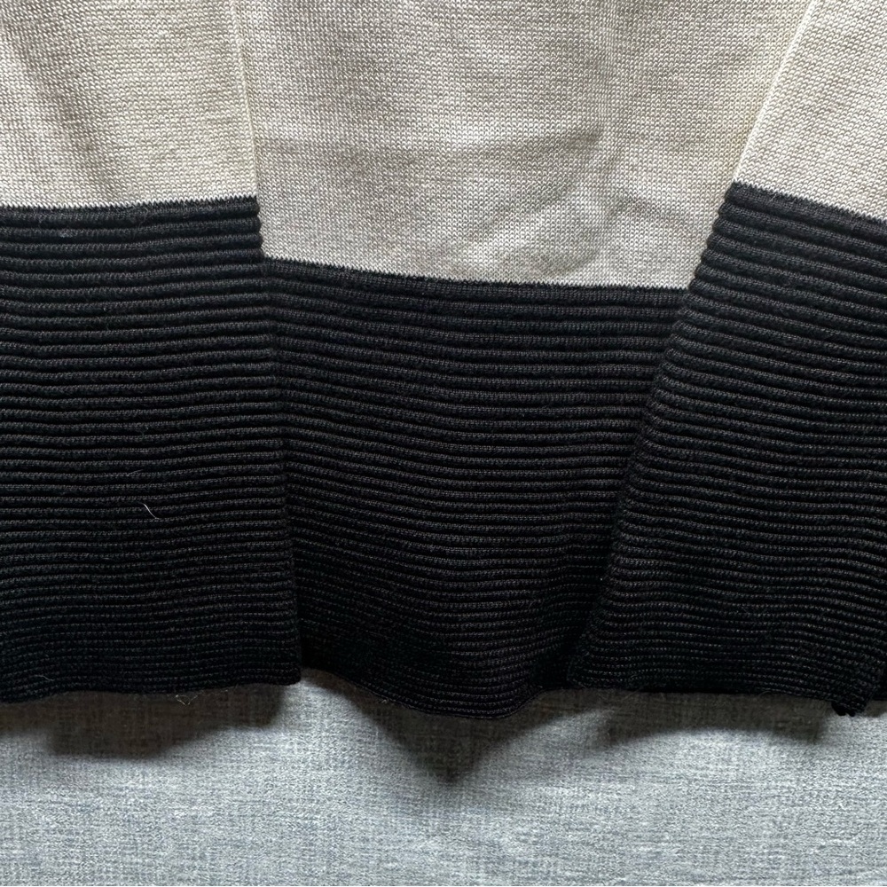 Calvin Klein XL Sweater Cowl Neck Colorblock Ivory Black Knit Pullover Top Women - Picture 9 of 13